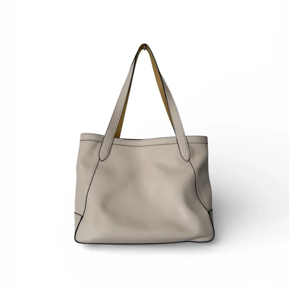 Coach Cream/Chalk Leather Tote Bag with Coach Dust Bag - Picture 2 of 16